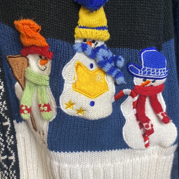 Christmas Snowman Colorblock Fuzzy Snowflake Sweater - Picture 7 of 14